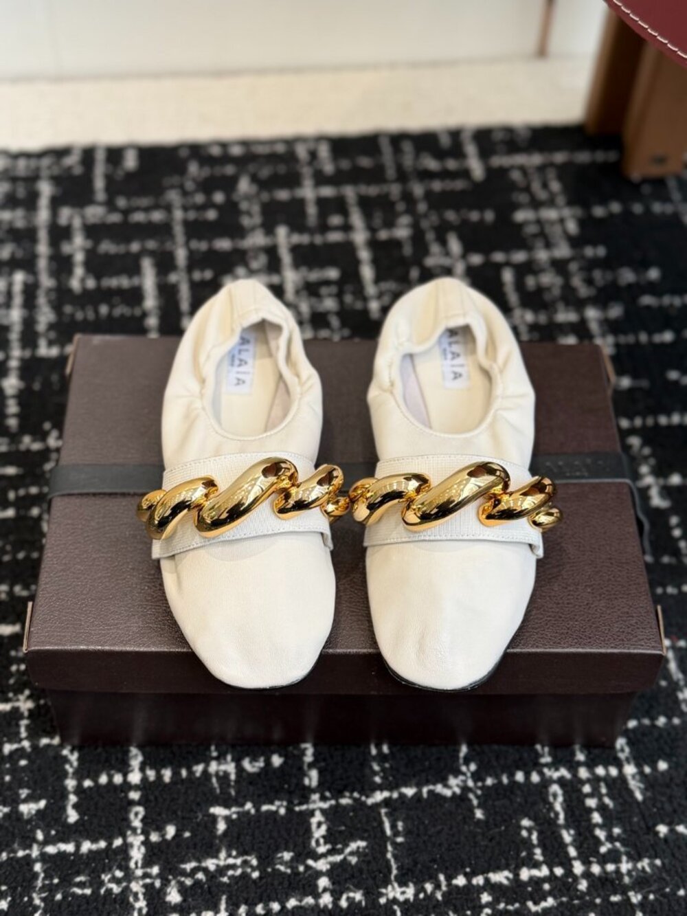 Alaia Chain-Embellished Ballet Flats